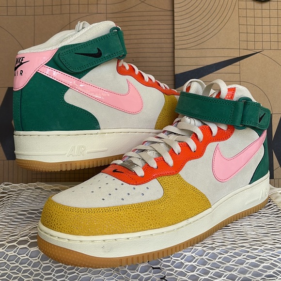 Nike Air Force 1 Mid NH Coconut Milk/Bleached Coral Mn Vivid Sulfur Rush Orange - Picture 6 of 16